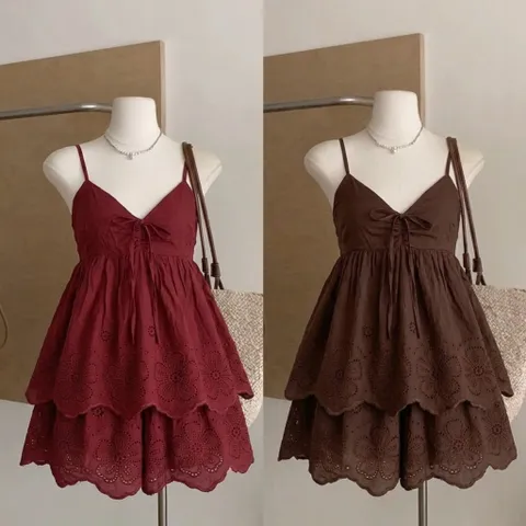 set 2 dây đùi thoáng mát, áo có đệm ngực chất liệu thô boi thêu hoa xinh Hyday.khosi