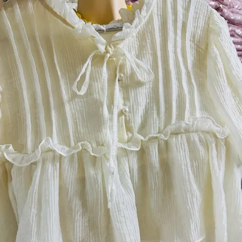 Áo babydoll nữ tay bồng phối bèo dễ thương chất vải tơ mềm mại không ngứa Hyday.khosi