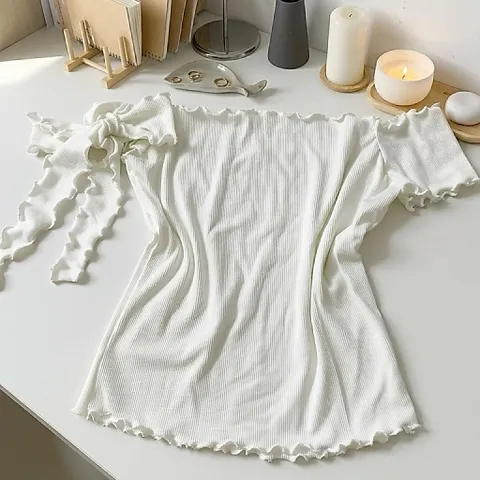 set chân váy xẻ tà tiểu thư xanh min phối áo trễ vai thất nơ dịu dàng Hyday.khosi