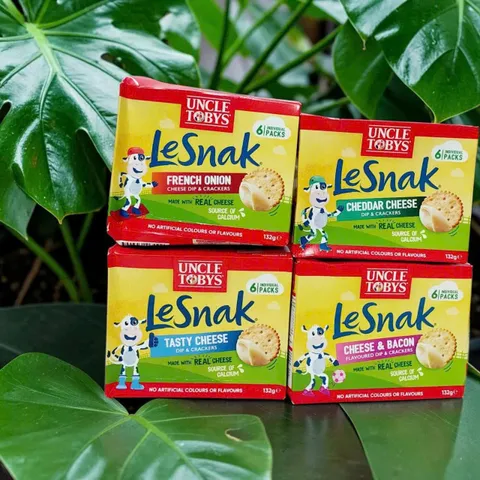 Uncle Tobys LeSnak Cheese bánh quy phô mai kèm khay sốt chấm Úc