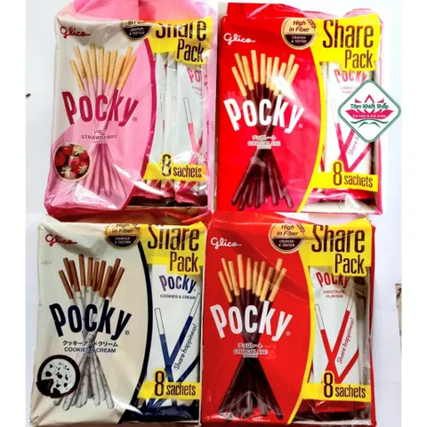 Gói 160g(8 nhỏ) bánh que Pocky có 3 vị, hsd: 1/12/2026
