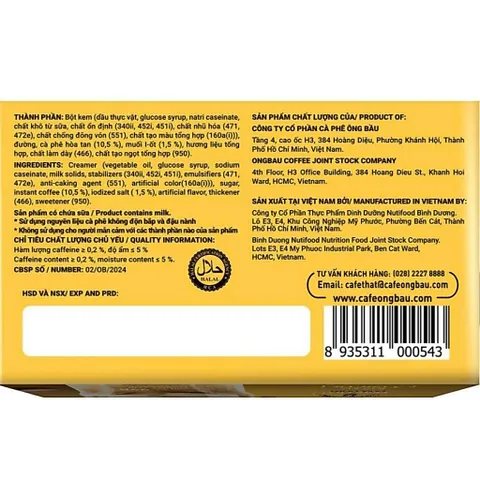 túi 660g cà phê ông bầu muối 30 gói x 22 g, hsd: 6/11/27