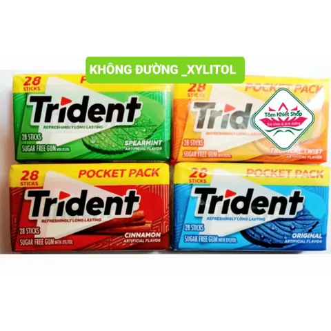 Hộp 50,4g _28thanh kẹo Gum Trident không đường ,hsd:12/2026