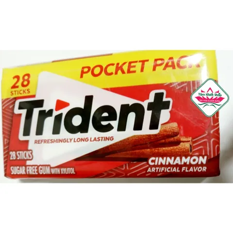 Kẹo gum Trident 50,4( 28 thanh) QUẾ không đường, hsd:12/2026