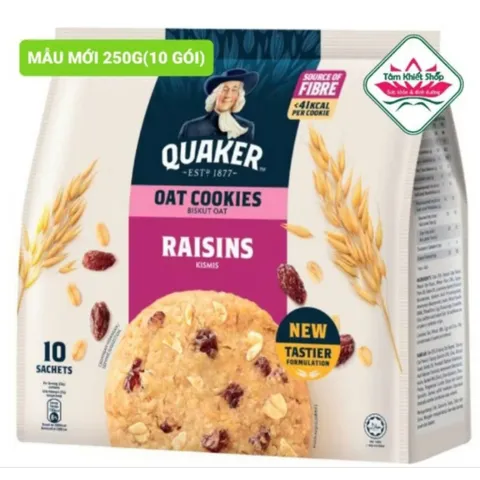 Bánh quy Quaker yến mạch túi 250gr 3 vị, hsd 11/2026