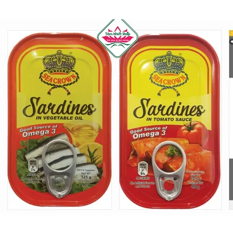 Cá trích Sea Crown 125g ngâm dầu sốt cà,hsd: 1/8/27