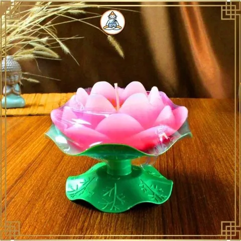 Nến hình hoa sen có đế bằng lá 6x7cm