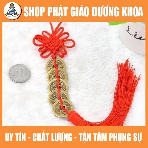 Chuỗi đồng tiền xu Ngũ Đế phong thủy chiêu tài rước lộc may mắn (xâu 5 xu) 849973