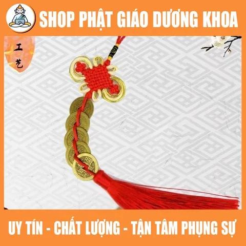 Chuỗi đồng tiền xu Ngũ Đế phong thủy chiêu tài rước lộc may mắn (xâu 5 xu) 849973
