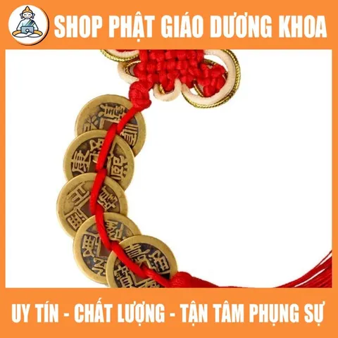 Chuỗi đồng tiền xu Ngũ Đế phong thủy chiêu tài rước lộc may mắn (xâu 5 xu) 849973