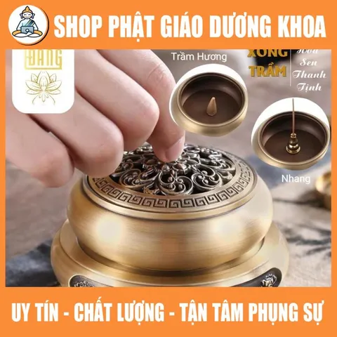 Lư Đồng Xông Trầm Hương K1 cao 6cm Dùng Cắm Nhang Không Tăm, Trầm Hương, Nhang Vòng Trang Trí Tiểu Cảnh, Bàn Thờ Nhỏ