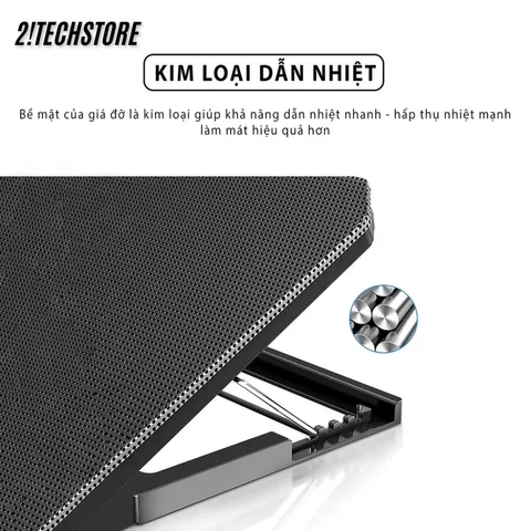 Quạt Làm Mát Laptop N99 2 Fan Hoạt Động Êm Ái, Đế Nâng 45 Độ Tản Nhiệt Tương Thích Mọi Dòng Máy Từ 13 -17in Có Đèn LED