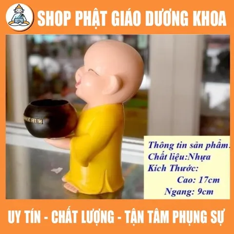 Tượng Chú tiểu ôm bát-dùng để xông trầm trong bát-cao 17cm  DƯƠNG KHOA SHOP