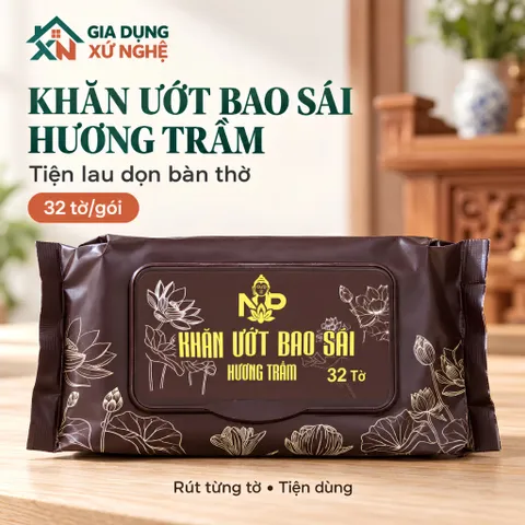 Khăn ướt bao sái bàn thờ hương trầm thơm dịu, tiện dụng vệ sinh bàn thờ đồ thờ cúng