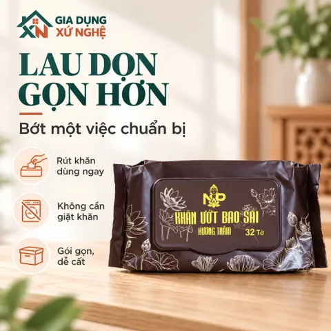 Khăn ướt bao sái bàn thờ hương trầm thơm dịu, tiện dụng vệ sinh bàn thờ đồ thờ cúng