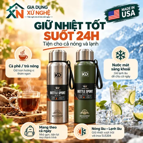 BÌNH GIỮ NHIỆT INOX 304 GIA DỤNG XỨ NGHỆ 1000ML-1500ML CÓ LỌC TRÀ GIỮ NÓNG LẠNH 24 GIỜ