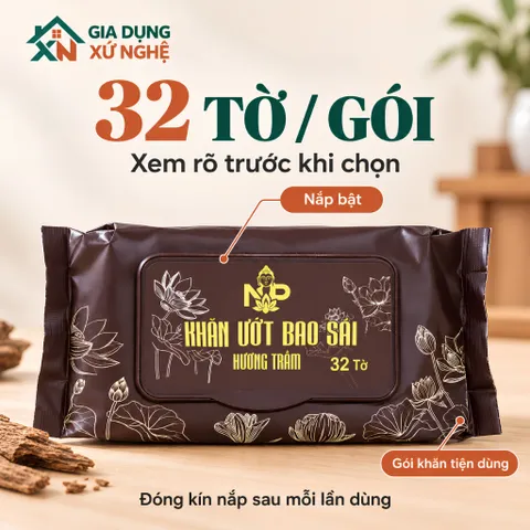 Khăn ướt bao sái bàn thờ hương trầm thơm dịu, tiện dụng vệ sinh bàn thờ đồ thờ cúng