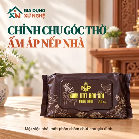 Khăn ướt bao sái bàn thờ hương trầm thơm dịu, tiện dụng vệ sinh bàn thờ đồ thờ cúng