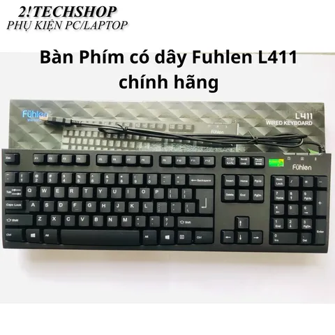 Bàn phím có dây Fuhlen L411 USB Black dành cho máy tính văn phòng, êm bền đẹp - chính hãng- BH 24T