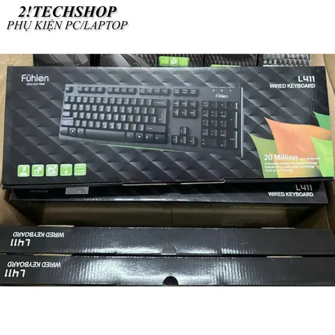 Bàn phím có dây Fuhlen L411 USB Black dành cho máy tính văn phòng, êm bền đẹp - chính hãng- BH 24T