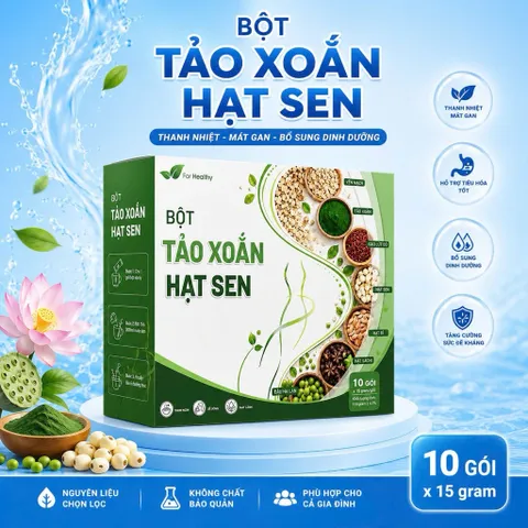 Bột Tảo Xoắn Hạt Sen Hỗ Trợ Kiểm Soát Cân Nặng, Thanh Lọc Cơ Thể, Tạo Cảm Giác No Lâu - Hộp 10 Gói