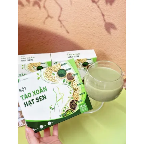 Bột Tảo Xoắn Hạt Sen Hỗ Trợ Kiểm Soát Cân Nặng, Thanh Lọc Cơ Thể, Tạo Cảm Giác No Lâu - Hộp 10 Gói