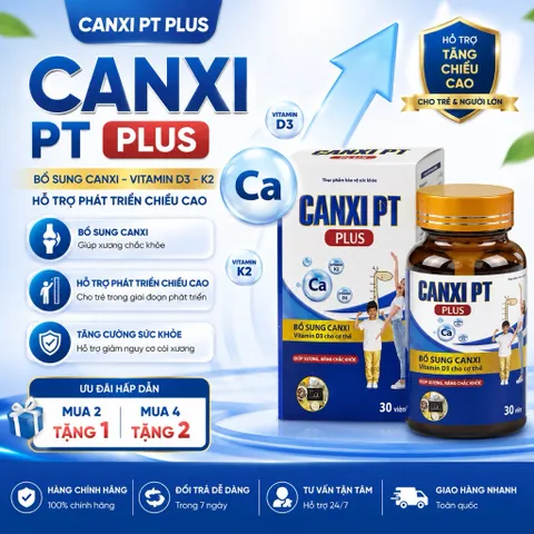 Tăng Chiều Cao Cho Mọi Lứa Tuổi -Viên uống Canxi PT PLUS- Nguyên Liệu Nhập Khẩu Từ Pháp (CHÍNH HÃNG)