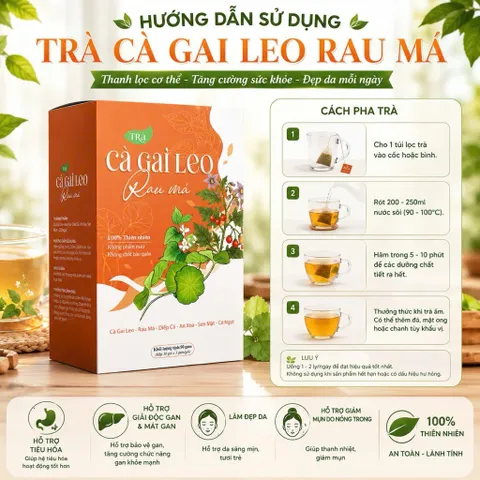 Trà Cà Gai Leo Rau Má Thanh Nhiệt Mát Gan – Hỗ Trợ Giải Độc Gan, Đẹp Da, Giảm Nóng Trong Hộp 30 Gói