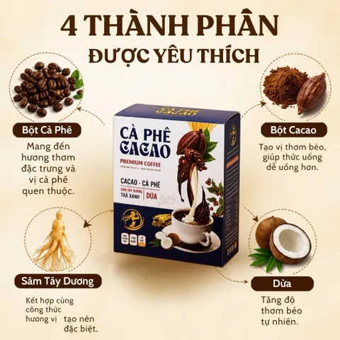 ☕ CÀ PHÊ CACAO – THỨC UỐNG HÀNG NGÀY DỄ UỐNG- Hộp 15 gói