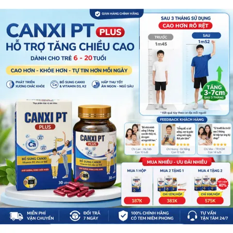 Tăng Chiều Cao Cho Mọi Lứa Tuổi -Viên uống Canxi PT PLUS- Nguyên Liệu Nhập Khẩu Từ Pháp (CHÍNH HÃNG)