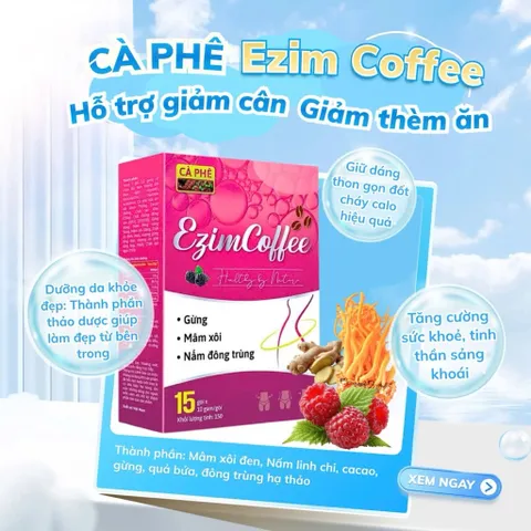Cà Phê Ezim Coffee hỗ trợ giảm cân, giảm thèm ăn, hạn chế hấp thu chất béo-hộp 15 gói