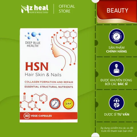 HSN Hair Skin & Nails Deep Blue Health – Viên uống hỗ trợ da sáng, tóc chắc, móng khỏe (30/60 viên)