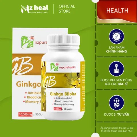Viên uống bổ não, tăng cường trí nhớ, giảm căng thẳng NZPureHealth Ginkgo Biloba 30/30v