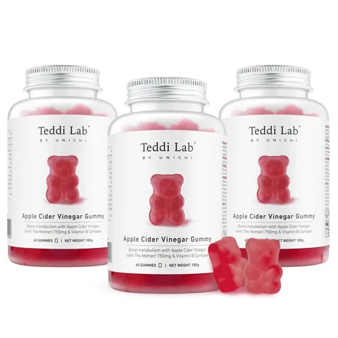 Kẹo dẻo giấm táo giảm cân Unichi Apple Cider Vinegar Gummy (60 viên)