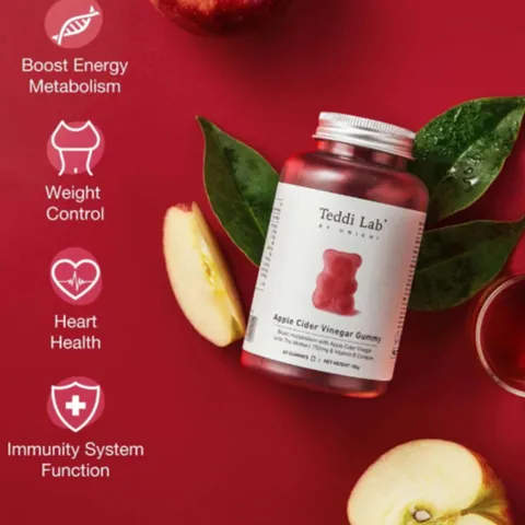 Kẹo dẻo giấm táo giảm cân Unichi Apple Cider Vinegar Gummy (60 viên)