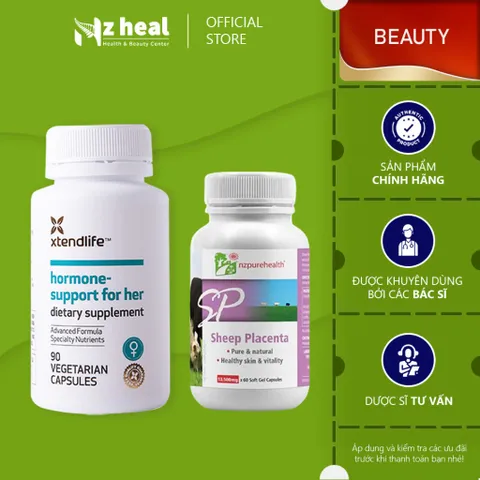 Bộ đôi tăng nội tiết, trẻ hóa da: Xtend-Life Hormone Support For Her + Nzpurehealth Sheep Placenta