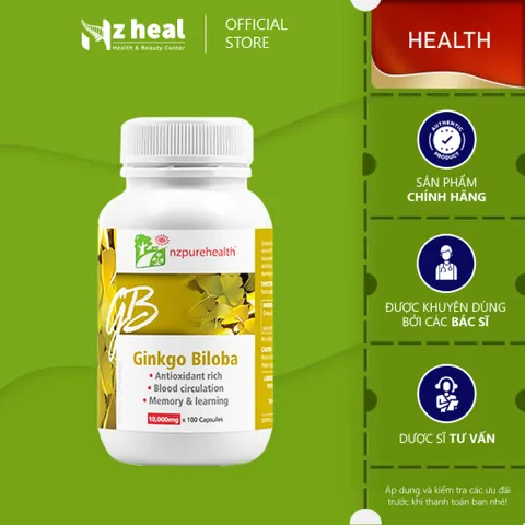 Viên uống bổ não, tăng cường trí nhớ, giảm căng thẳng NZPureHealth Ginkgo Biloba 30/100