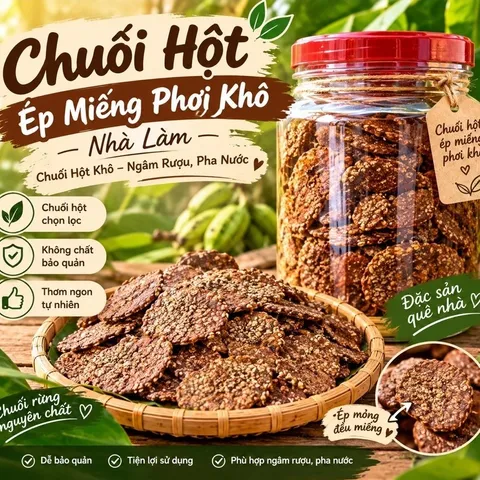 Chuối Hột Ép Miếng Phơi Khô Nhà Làm – Chuối Hột Khô Ngâm Rượu, Pha Nước