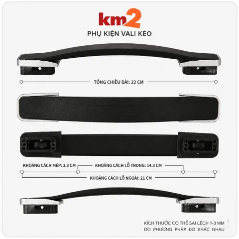 Quai Xách Vali Kéo Đế Âm Viền 22cm Cho Vali Nhựa QXA1