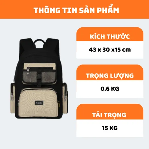 Balo Thời Trang NATOLI Đi Học Đi Làm Chống Nước Chống Sốc Dày Dặn - ICON BACKPACK B13