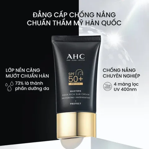 ☀️ AHC Master Aqua Rich Sun Cream Chống Nắng Phổ Rộng, Căng Bóng Da Chính Hãng (Set 2 tuýp 30ml)