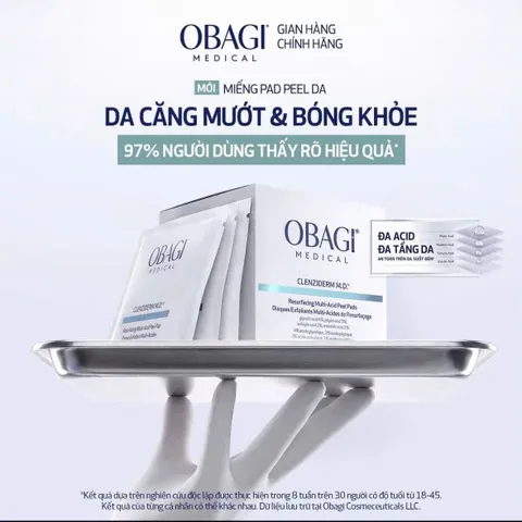 Miếng pad peel da làm sạch tế bào da chết và cải thiện bề mặt căng bóng CLENZIDERM M.D.® RESURFACING MULTI-ACID (30 miếng)
