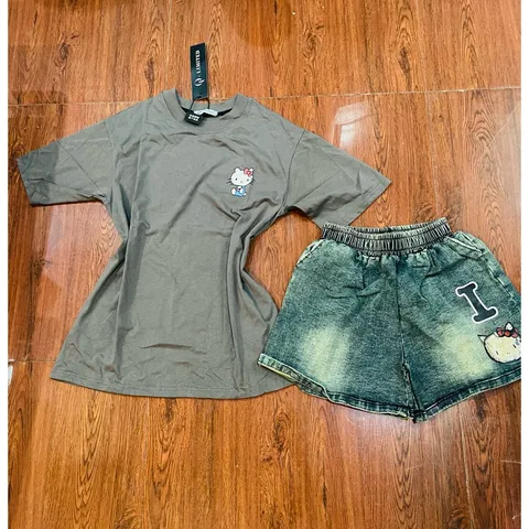Set áo thun quần short jeans freesize 40 đến 55ký 850541