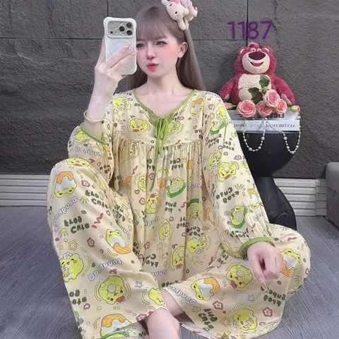 Bộ Đồ Tole Nữ Tay Dài Quần Dài Mặc Nhà, Đồ Ngủ Nữ Vải Tole