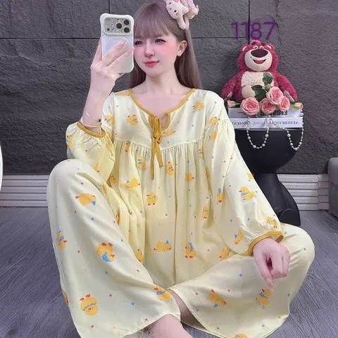 Bộ Đồ Tole Nữ Tay Dài Quần Dài Mặc Nhà, Đồ Ngủ Nữ Vải Tole
