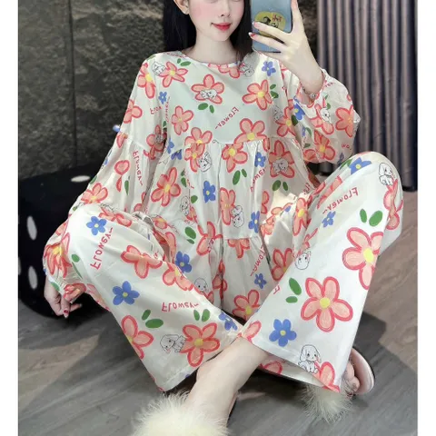 Đồ bộ nữ tole mặc nhà tay dai quần dài form rộng mặc thoáng mát – size M-L-XL 850555