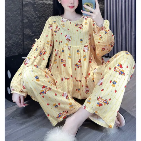 Đồ bộ nữ tole mặc nhà tay dai quần dài form rộng mặc thoáng mát – size M-L-XL 850555