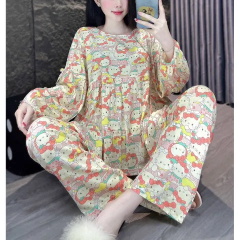 Đồ bộ nữ tole mặc nhà tay dai quần dài form rộng mặc thoáng mát – size M-L-XL 850555