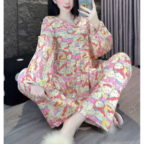 Đồ bộ nữ tole mặc nhà tay dai quần dài form rộng mặc thoáng mát – size M-L-XL 850555
