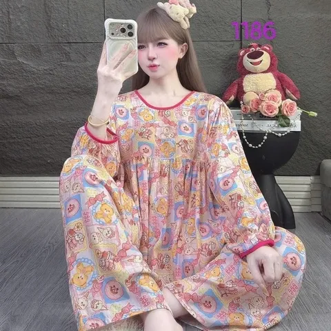 Đồ Bộ Nữ Tole Form Babydoll Tay Dài + Quần Dài, mặc nhà tiếp khách  Freesize 65kg – Bộ Thời Trang Thoải Mái